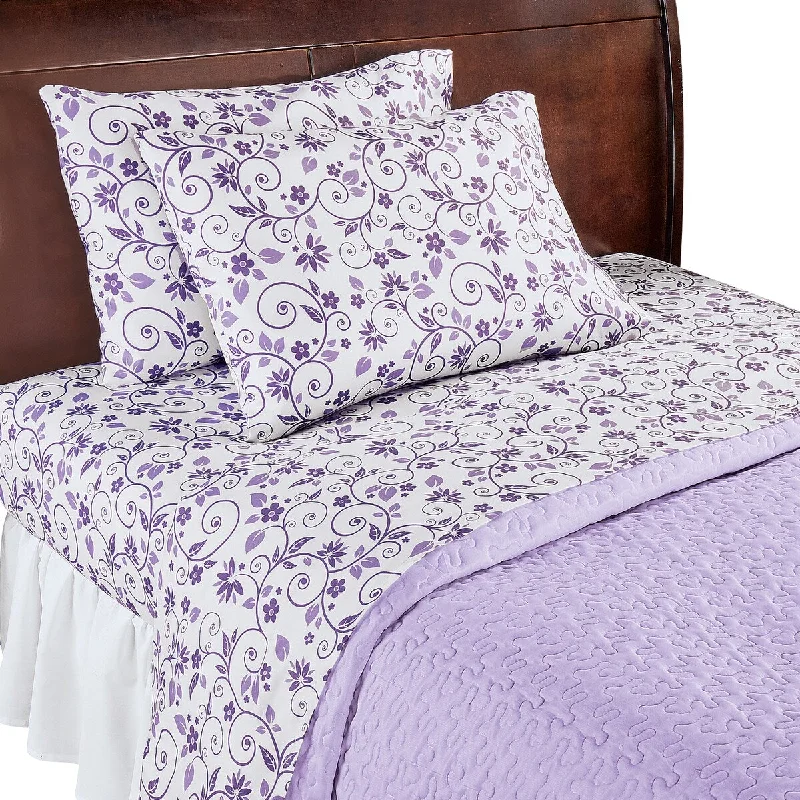 Flat Sheets with a High - Quality Finish for a Luxurious LookBlooming Flowers & Scrolling Vines Bed Sheet Set