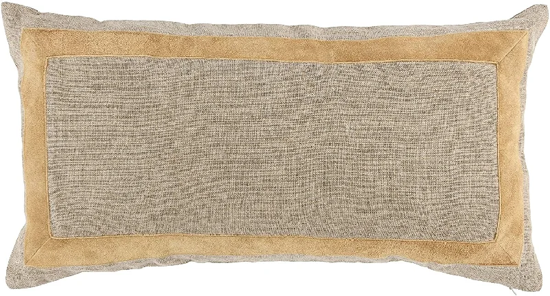 Down Alternative Pillows for Ethical ChoicesBenzara Fabric Throw Pillow with Suede Accents, Beige and Cream