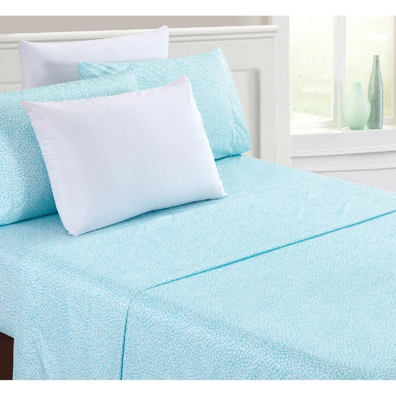 Rayon - Cotton Sheets for a Breathable and Soft BlendPetticoat Floral Aqua Printed Sheet Set - Christopher Knight