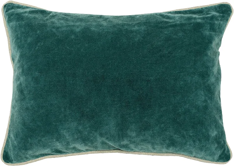 Round Pillows for Boho-Style InteriorsBenzara BM228822 Rectangular Fabric Throw Pillow with Solid Color and Piped Edges,Teal Green