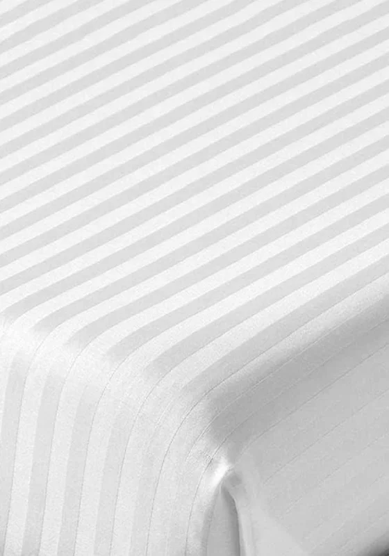 Queen - Size Sheet Sets with a European Pillowcase SetBianca Home 300 Thread Count Cotton Sateen Stripe Fitted Sheet, White