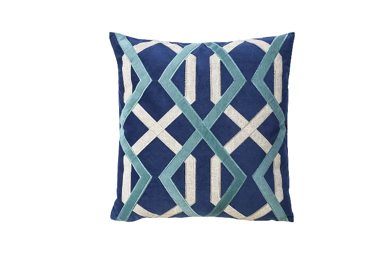 Round Pillows for Boho-Style InteriorsBenzara Contemporary Style Set of 2 Throw Pillows with Geometric Patterns, Blue