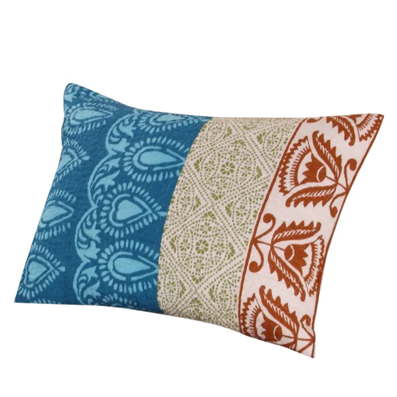 Velvet Pillows for a Touch of EleganceBenzara Garonne 36 x 20 Cotton Pillow Sham with Block Print, Multicolor