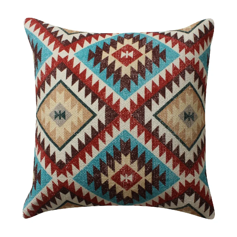 Memory Foam Pillows for Neck SupportBenzara BM221650 18 x 18`` Kilim Printed Cotton Accent Pillow, Red and Blue