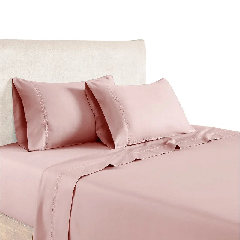 Queen - Size Sheet Sets with a European Pillowcase SetMesa 1200 Thread Count Double Hole Hem 6 Piece Queen Sheet Set, Pink By The Urban Port