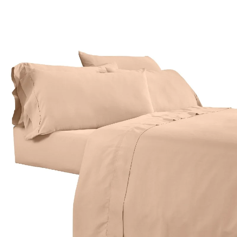 Linen - Cotton Blend Sheets for a Natural and Versatile OptionMinka 6 Piece Queen Bed Sheet Set, Soft Antimicrobial Microfiber, Sand Pink