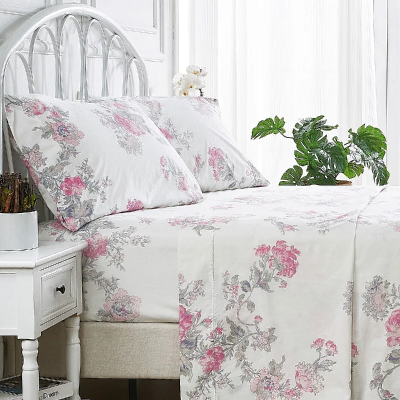 Rayon - Cotton Sheets for a Breathable and Soft BlendBedford Lane Jardin De Rose Percale Cotton Sheet Set