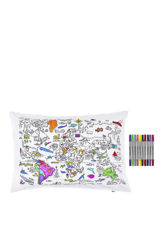 Rayon - Cotton Sheets for a Breathable and Soft BlendEat Sleep Doodle World Map Pillowcase