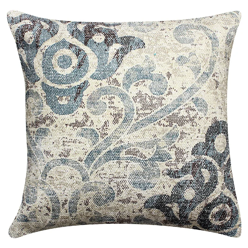 Silk Pillows for Smooth Skin and HairBenzara BM219691 18 X 18 `` Handwoven Cotton Cushion Cover with Block Prints, Off White