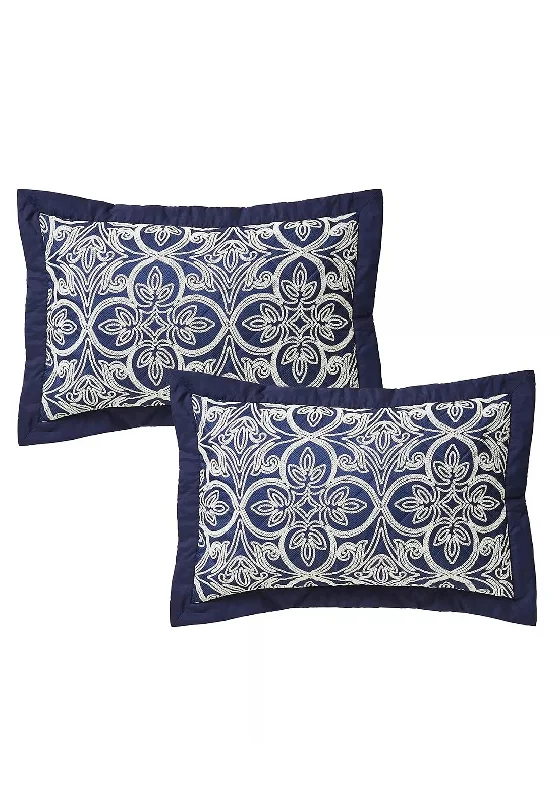 Quilted Cotton Sheets for a Warm and Inviting BedCatherine Lansfield Flock Trellis 2 Pillowshams, Navy