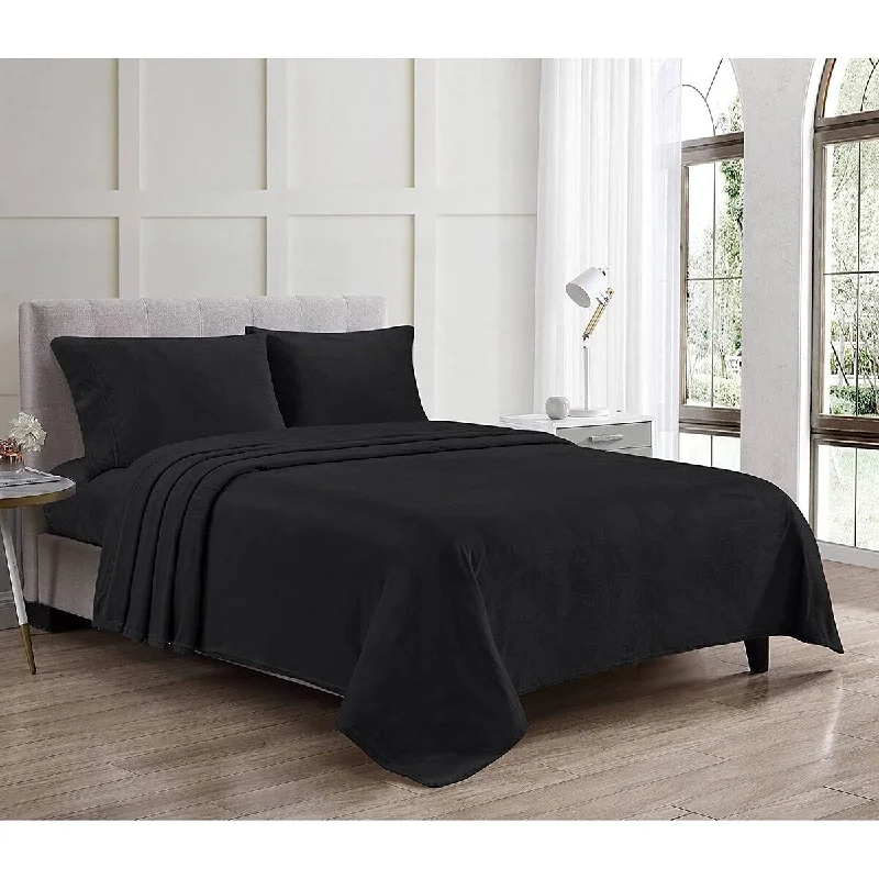 Linen - Cotton Blend Sheets for a Natural and Versatile OptionLuxury Elegance 4 Piece Full Size Extra Soft Velvet Touch Microplush Sheet Set - Black