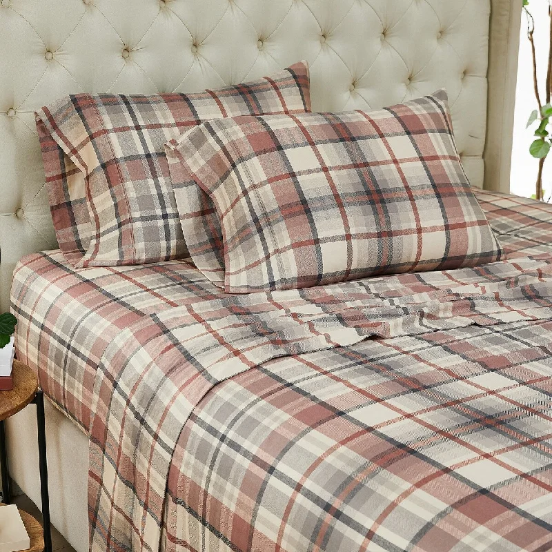 Jersey - Knit Sheets for a Comfortable and Casual BedHighland 300 Thread Count Cotton Extra Deep Pocket Plaid 4-piece Bed Sheet Set