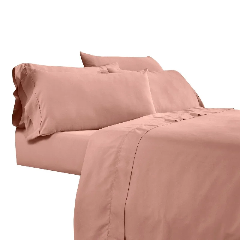 Polyester - Cotton Blend Sheets for Durability and ComfortMyla 4 Piece King Size Sheet Set, Stitched, Elastic, Silky Pink Microfiber