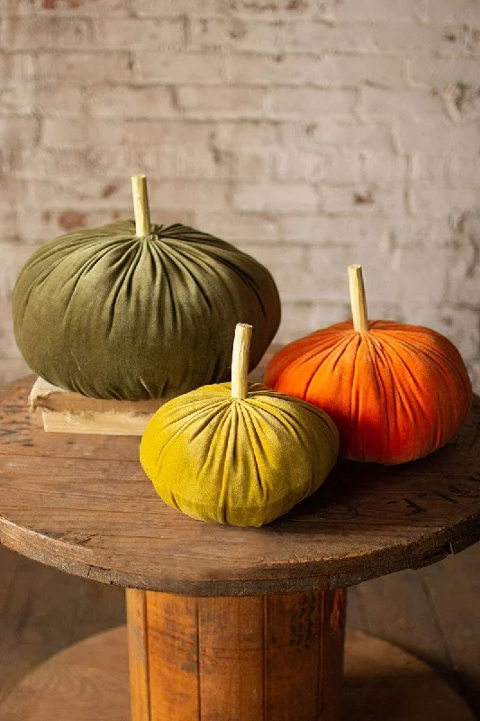 Velvet Pillows for a Touch of EleganceKalalou NRV2206 Set of 3 Velvet Pumpkins One Each Color