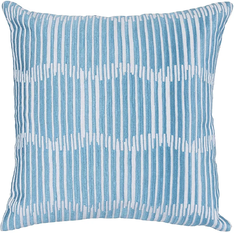 Down Alternative Pillows for Ethical ChoicesBenzara BM228882 Fabric Throw Pillow with Stripes Pattern and Wavy Design, Light Blue