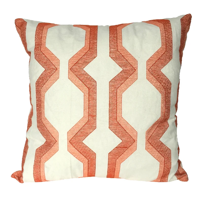 Cooling Pillows for Hot SleepersBenzara Contemporary Cotton Pillow with Geometric Embroidery, Red and White