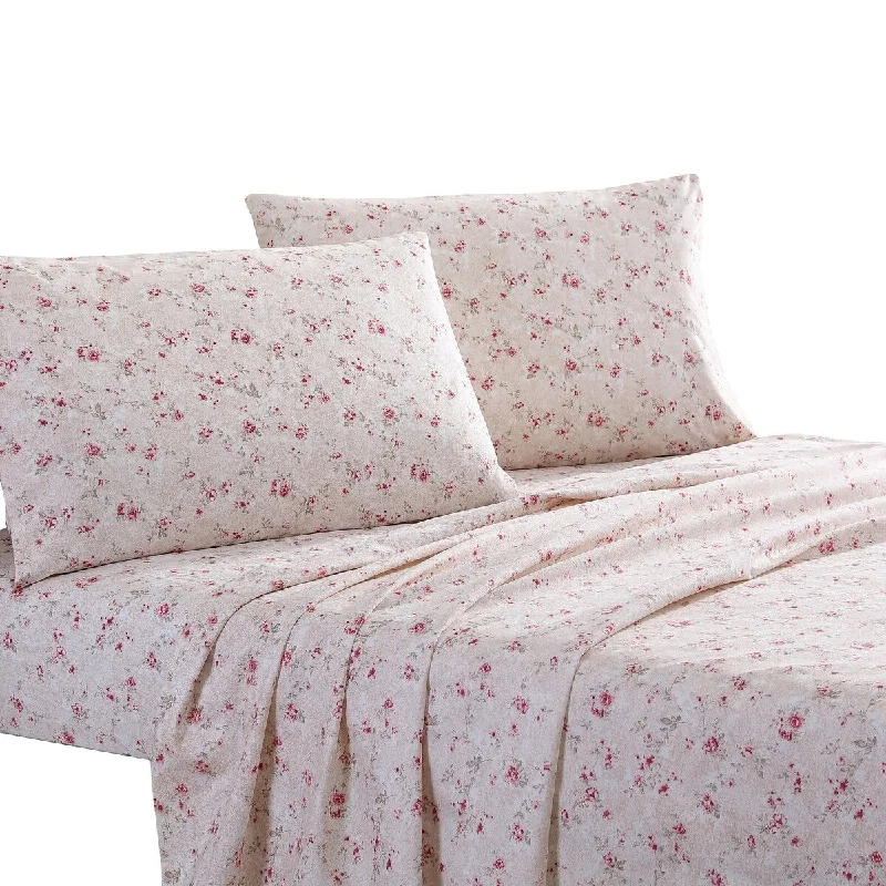 Fitted Sheets with Reinforced Corners for Long - Lasting UseVeria 3 Piece Twin Bedsheet Set with Floral Print The Urban Port, Pink