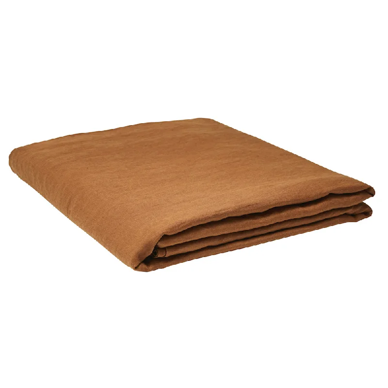 Organic Flannel Sheets for a Natural and Warm SleepLinen Fitted Sheet - Tobacco