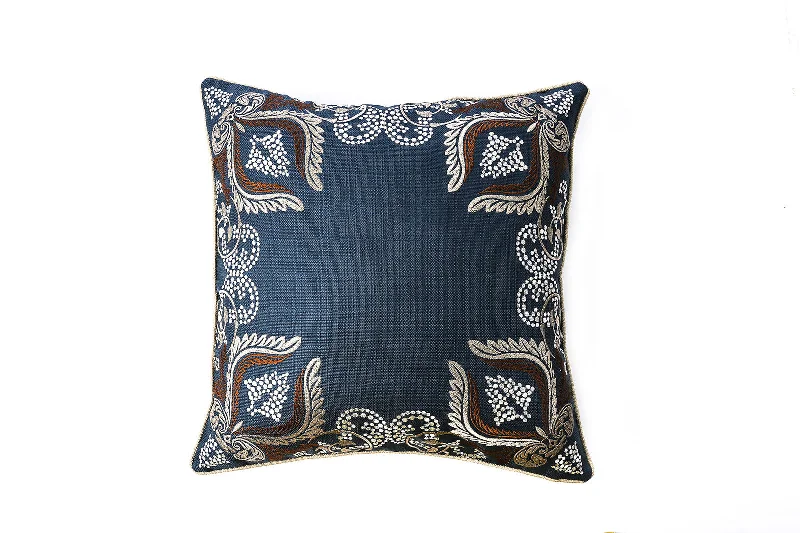 Down Alternative Pillows for Ethical ChoicesBenzara Contemporary Style Set of 2 Throw Pillows with Foliage and Feather Designs, Navy Blue