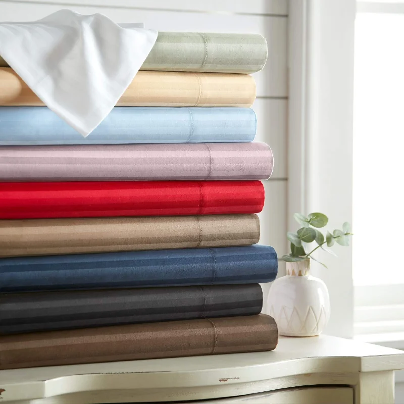 Linen - Cotton Blend Sheets for a Natural and Versatile Option1200 Thread Count 100% Egyptian Cotton Stripe Sheet Set