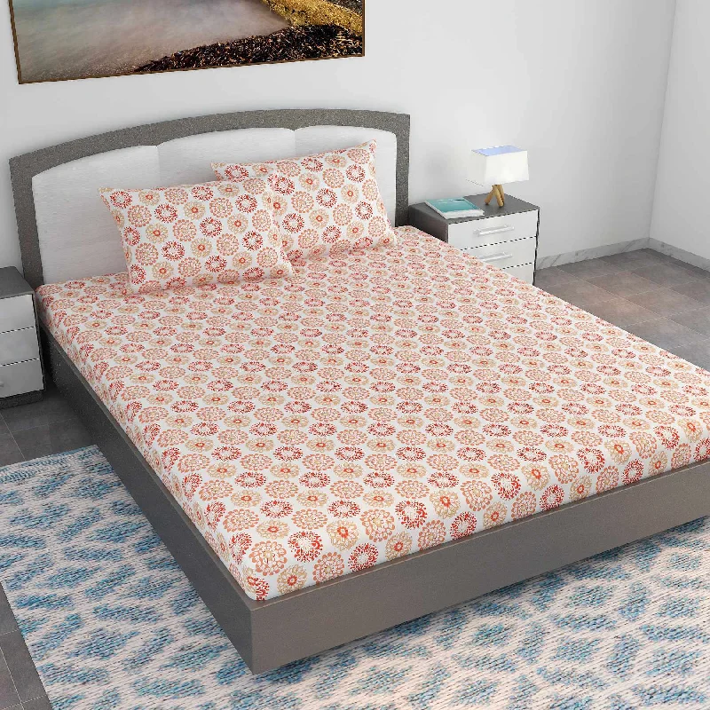 Wrinkle - Free Polyester Sheets for a Low - Maintenance BedSummer Dahlia Floral Printed Bedsheet For King Size Bed