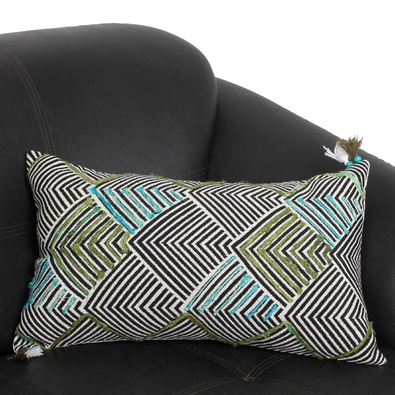 Decorative Pillows for Living Room MakeoverBenzara BM221672 20 x 12 Handwoven Cotton Accent Pillow with Arrow Print, Multicolor