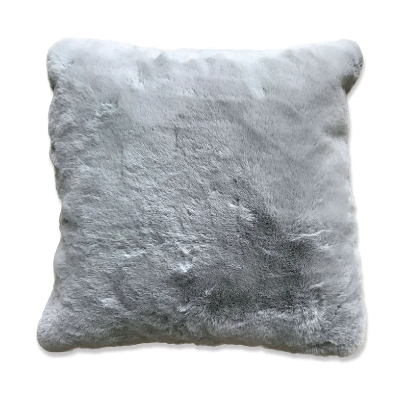 Travel Pillows for Long JourneysBenzara 20 X 20 Inch Fabric Accent Pillow with Fur Like Texture, Light Gray