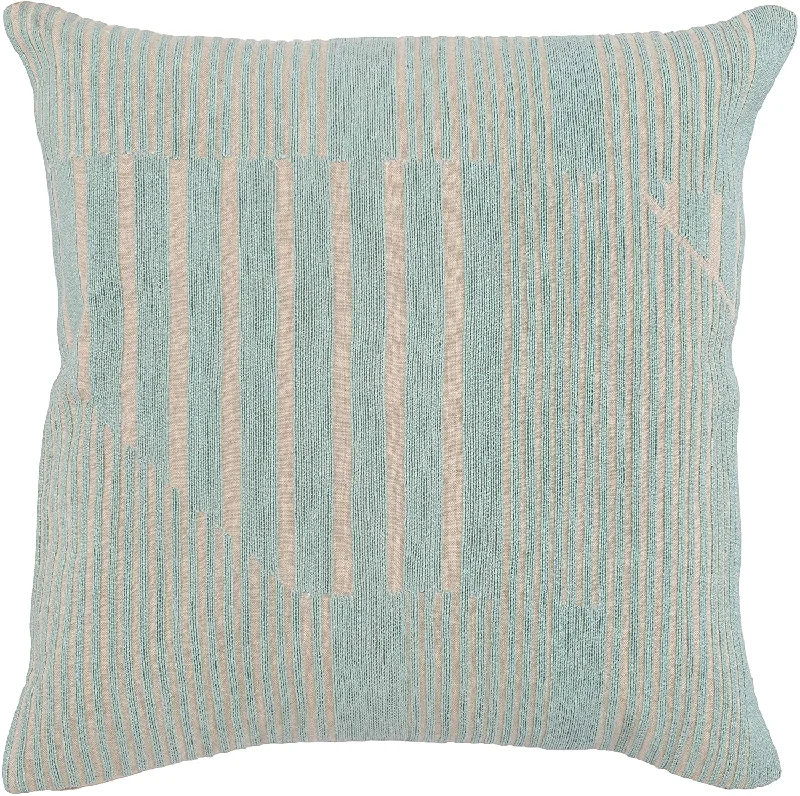 Memory Foam Pillows for Neck SupportBenzara BM228743 Fabric Throw Pillow with Woven Striped Pattern and Knife Edge Finish, Blue