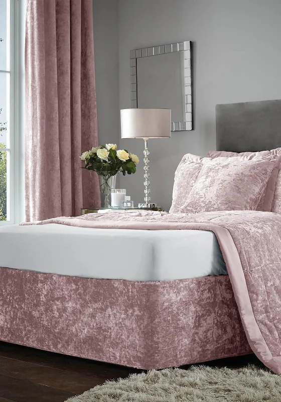 Quilted Cotton Sheets for a Warm and Inviting BedCatherine Lansfield Crushed Velvet Base Wrap, Blush