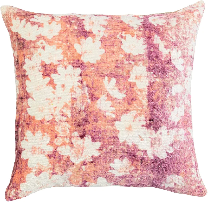 Plush Pillows for a Cozy BedBenzara Fabric Wrapped Throw Pillow with Printed Floral Pattern, Orange and White