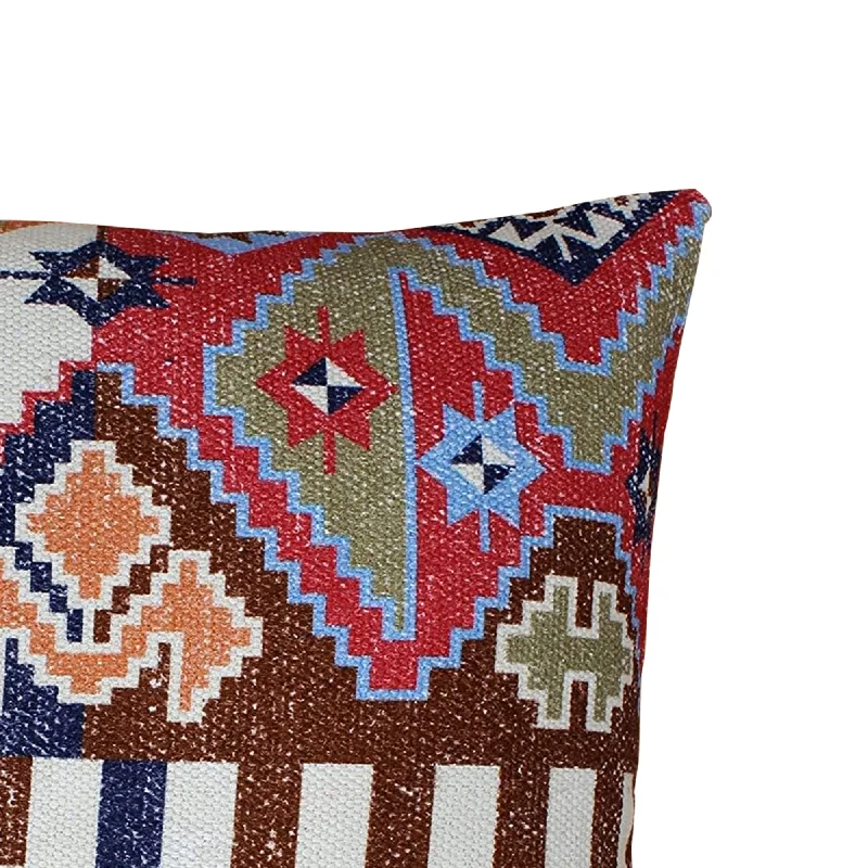 Pregnancy Pillows for Expectant MothersBenzara BM221645 18 x 18 Handwoven Cotton Accent Pillow with Tribal Print, Multicolor