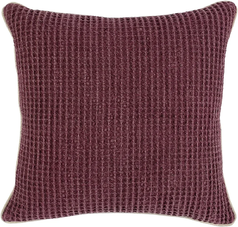 Back Support Pillows for Office ChairsBenzara BM228781 Fabric Throw Pillow with interwoven Waffle Weave, Red