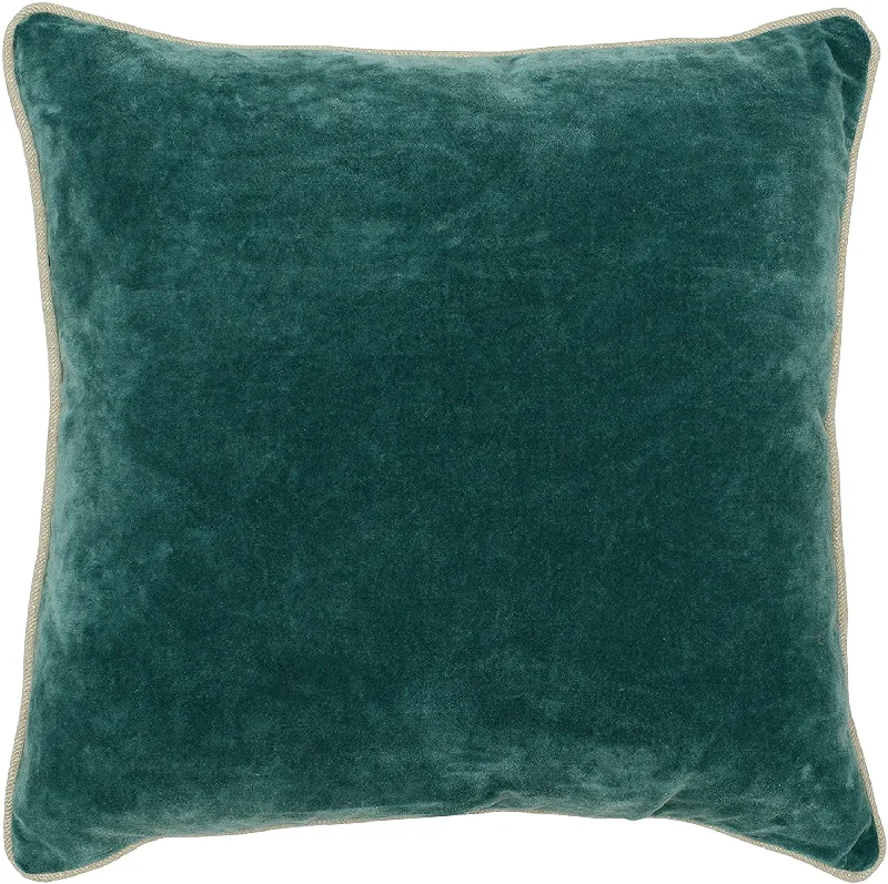 Down Alternative Pillows for Ethical ChoicesBenzara BM228821 Square Fabric Throw Pillow with Solid Color and Piped Edges, Teal Green