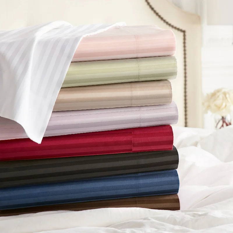 Organic Flannel Sheets for a Natural and Warm Sleep1500 Thread Count 100% Egyptian Cotton Stripe Sheet Set