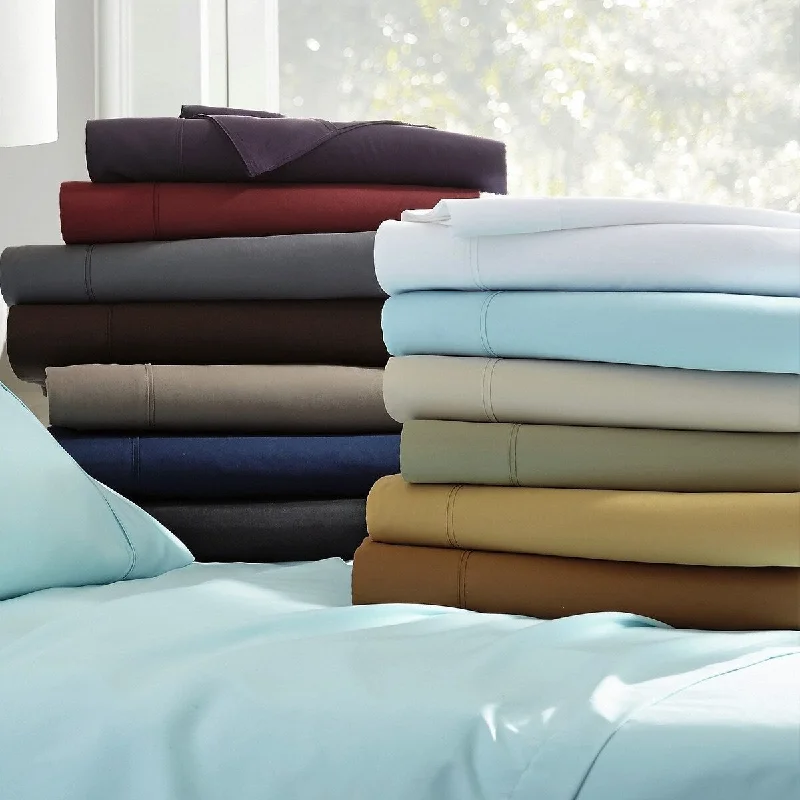 Thermal - Regulating Bamboo Sheets for All - Season Comfort200 TC 100pct Cotton Percale Solid Color Sheet Set