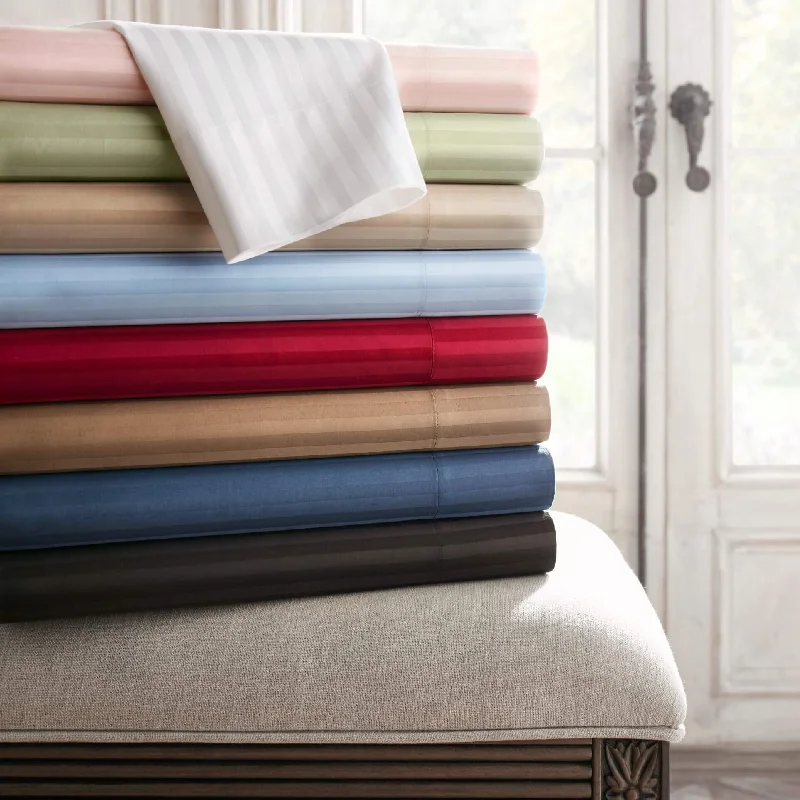 Moisture - Wicking Cotton Sheets for a Dry and Comfortable Sleep600 Thread Count 100% Egyptian Cotton Stripe Sheet Set