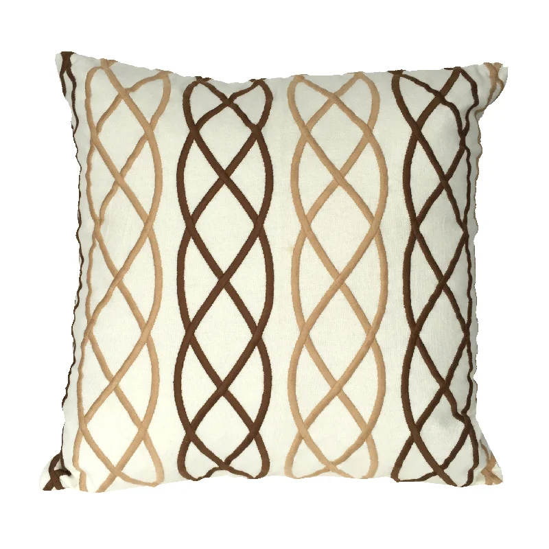 Pregnancy Pillows for Expectant MothersBenzara Contemporary Cotton Pillow with Lattice Details, White and Brown