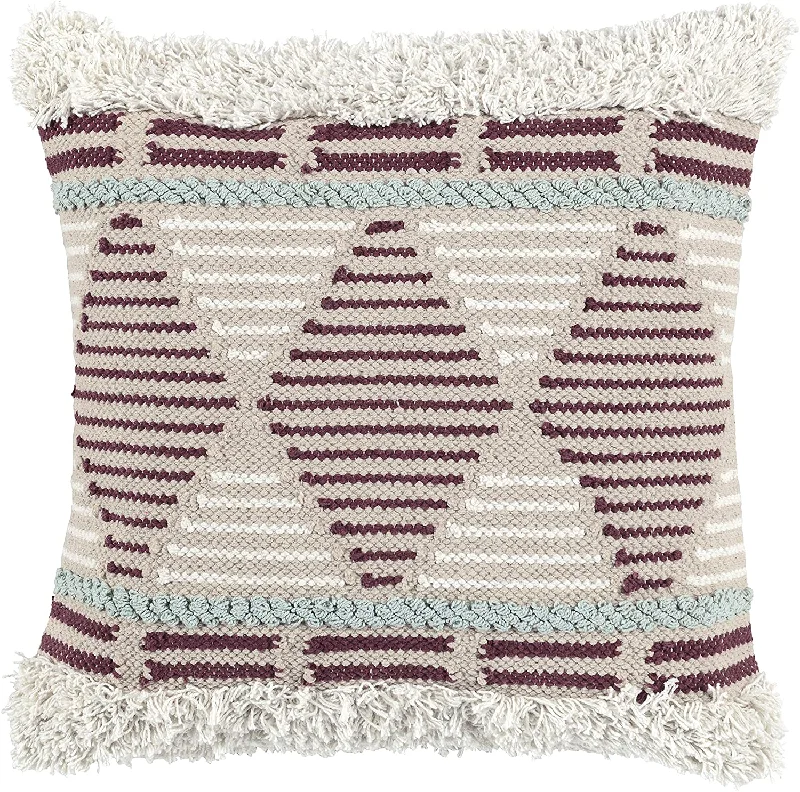 Feather Pillows for a Luxurious SleepBenzara BM228896 Handwoven Fabric Throw Pillow with Geometric Pattern, Beige and Red