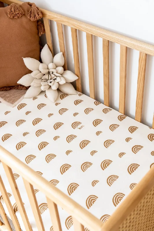 Twin - Size Sheet Sets with a Pillow ProtectorKiin Organic Bamboo Cotton Cot Sheet - Rainbow Ivory & Umber