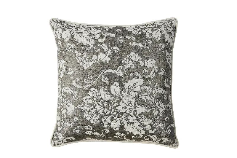 Travel Pillows for Long JourneysBenzara Contemporary Style Set of 2 Throw Pillows with Floral and Foliage Designs, Silver