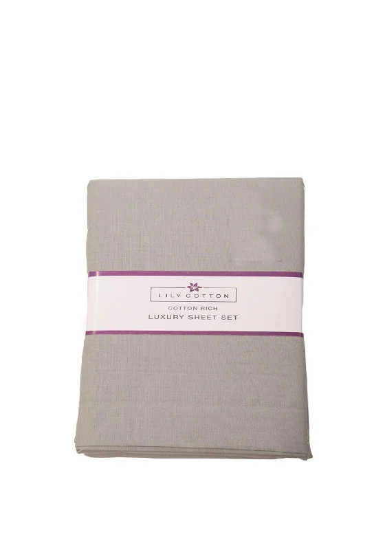 Queen - Size Sheet Sets with a European Pillowcase SetLily Cotton Luxury Sheet and Pillowcases Set, Grey