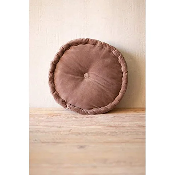 Silk Pillows for Smooth Skin and HairKalalou NRV2117 Round Velvet Floor Cushion Cobblestone