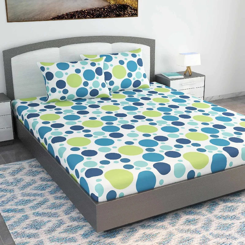 Polyester - Cotton Blend Sheets for Durability and ComfortColorful Polka Dots Bedsheet for King Size Bed