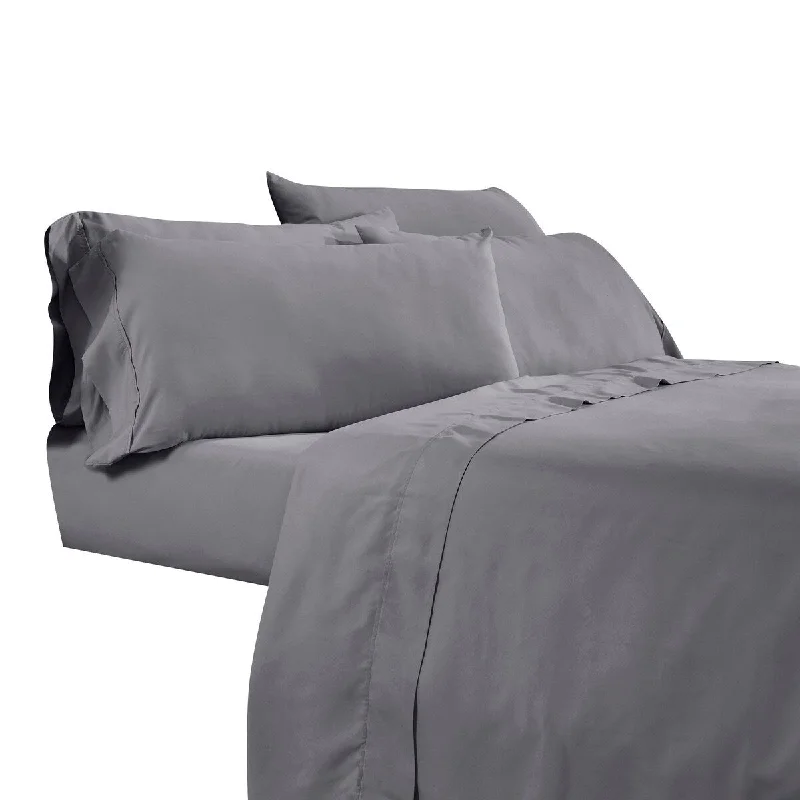 King - Size Sheet Sets with a Decorative Pillow SetMyla 4 Piece Queen Size Sheet Set, Stitched, Elastic, Silky Gray Microfiber