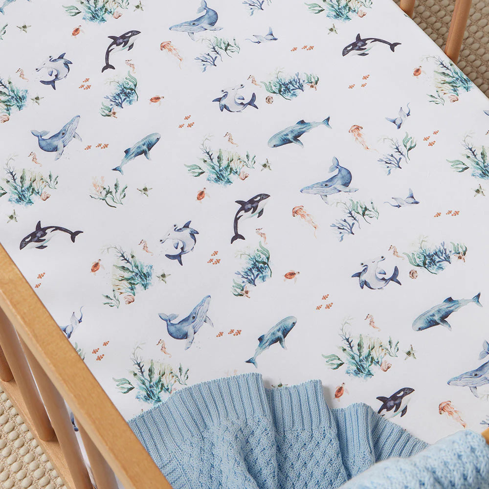 Organic Flannel Sheets for a Natural and Warm SleepSnuggle Hunny Organic Fitted Jersey Cotton Cot Sheet - Ocean