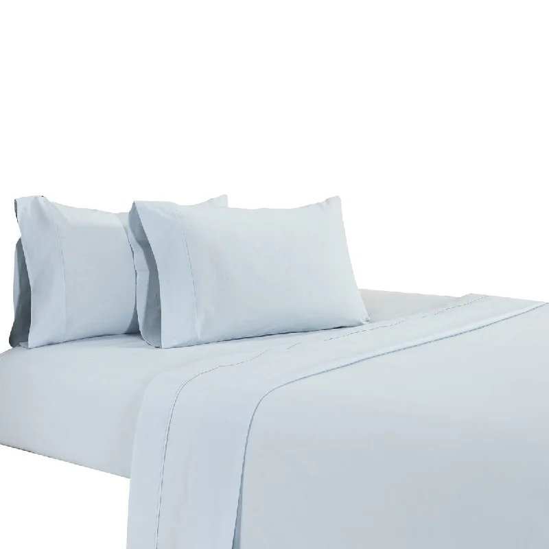 Queen - Size Sheet Sets with a European Pillowcase SetMatt 3 Piece Twin Bed Sheet Set, Soft Organic Cotton, Light Blue