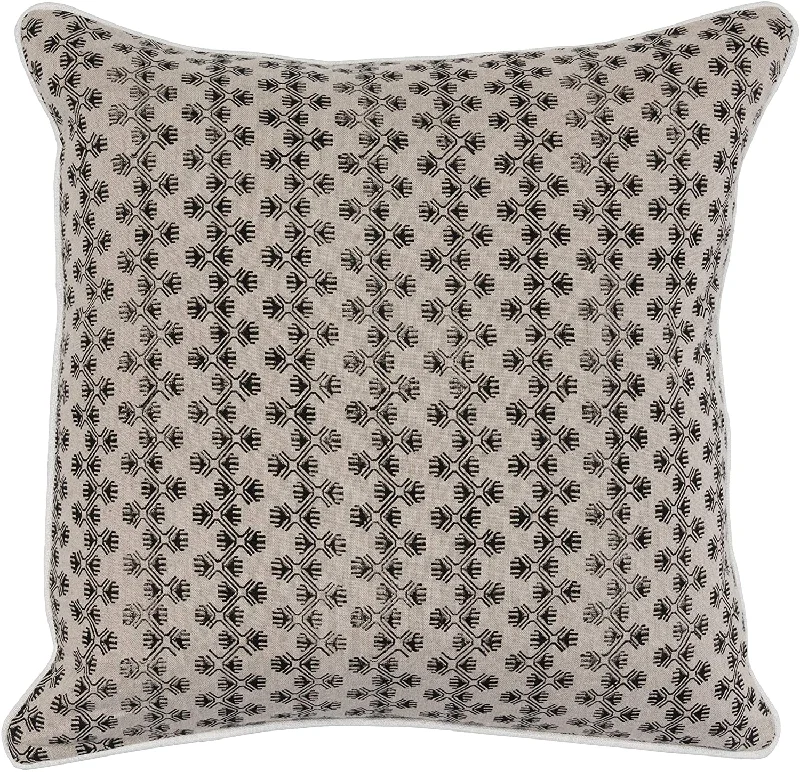 Orthopedic Pillows for Back Pain ReliefBenzara BM228911 Printed Geometric Fabric Throw Pillow with Piped Detailing,Beige and Black