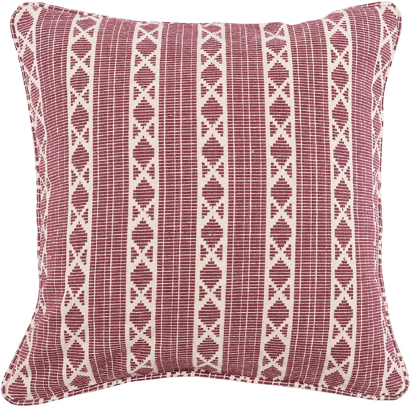 Memory Foam Pillows for Neck SupportBenzara BM228601 Fabric Throw Pillow with Woven Diamond Pattern, Red and Off White