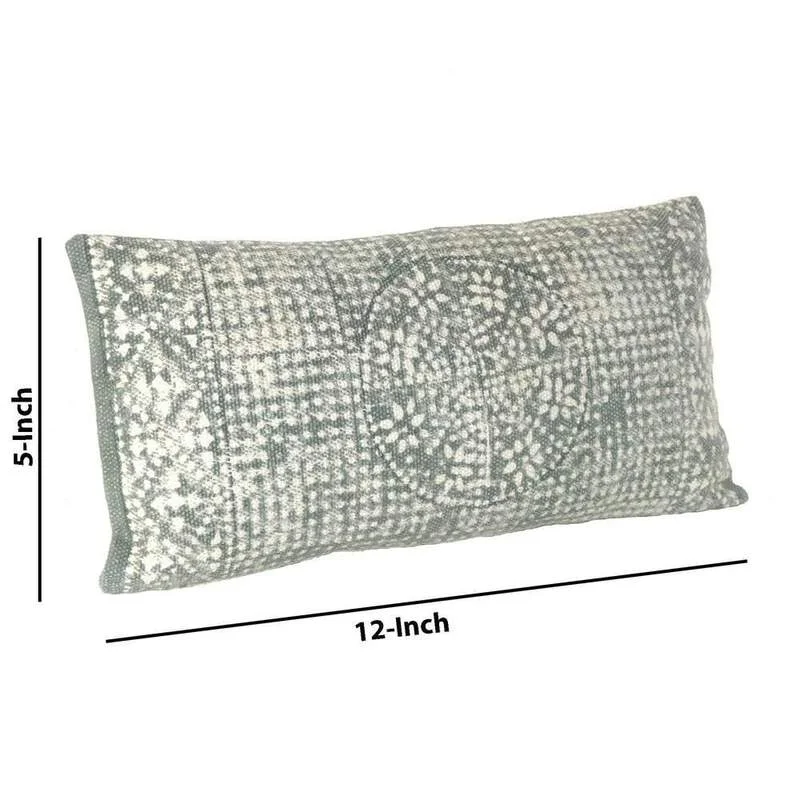 Back Support Pillows for Office ChairsBenzara 12 x 24 Accent Pillow with Block Print, Gray and White