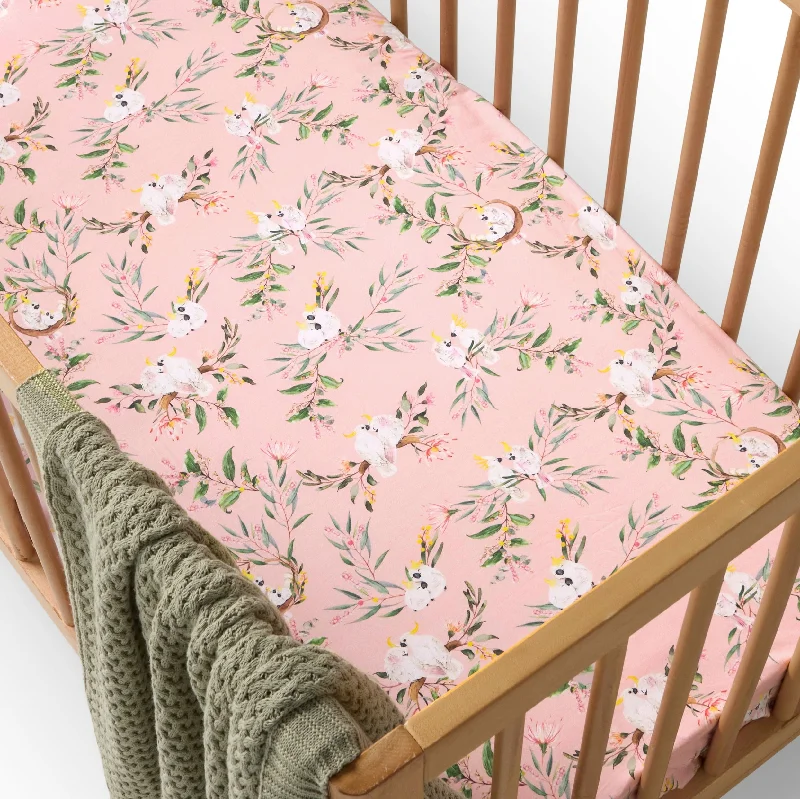 Polyester - Cotton Blend Sheets for Durability and ComfortSnuggle Hunny Organic Fitted Jersey Cotton Cot Sheet - Cockatoo